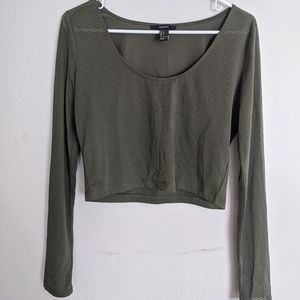 Semi sheer olive crop top